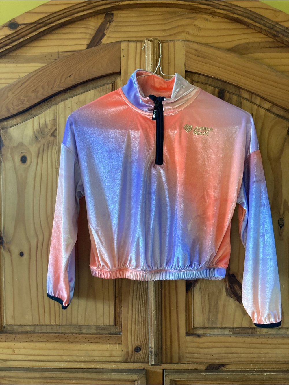 Girls Justice Sport purple orange 1/4 zip pullover jacket size M (10)